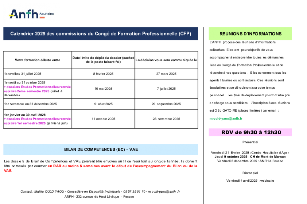 4 - CALENDRIER 2025 DISPOSITIFS INDIVIDUELS