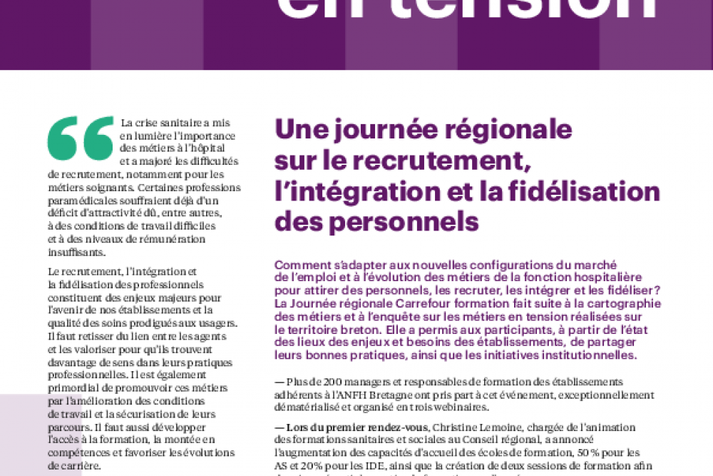 ANFH Bretagne - Evènement formation N°81 - Les métiers en tension