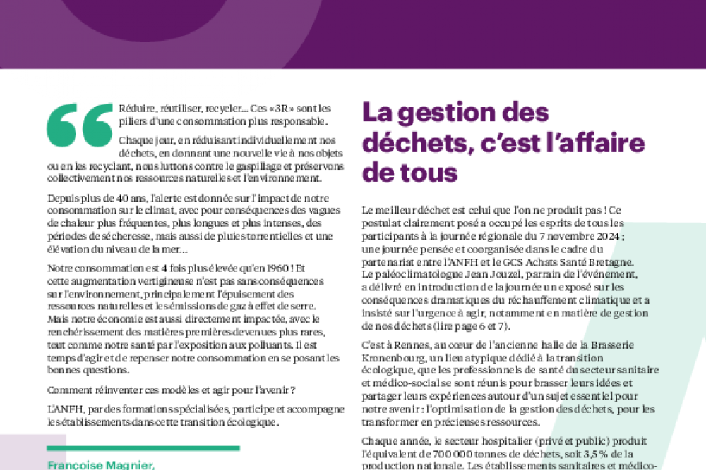 ANFH Bretagne - Evènement formation n°92 - Nos déchets sont nos ressources : Prenons-en soin !