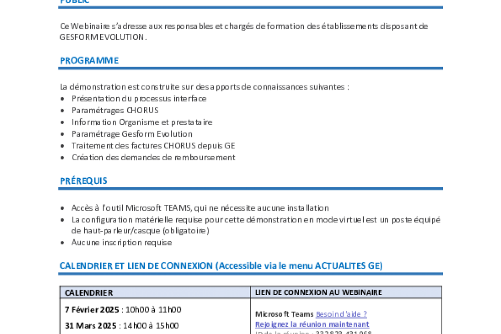 L’interface entre Gesform Evolution et CHORUS Pro, une étape complémentaire dans la stratégie de dématérialisation de la gestion de la formation