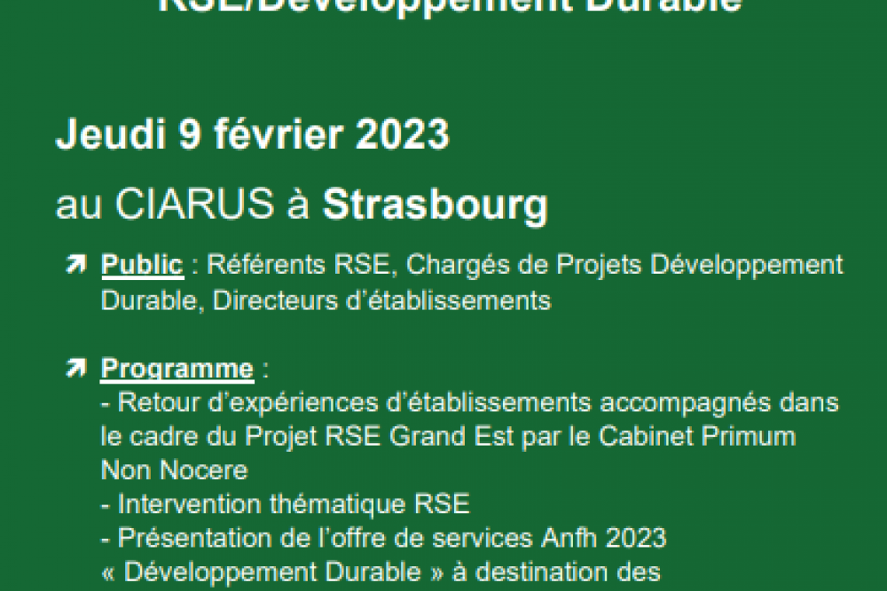 Journée Grand Est "RSE et Développement Durable" 9 février 2023 à Strasbourg
