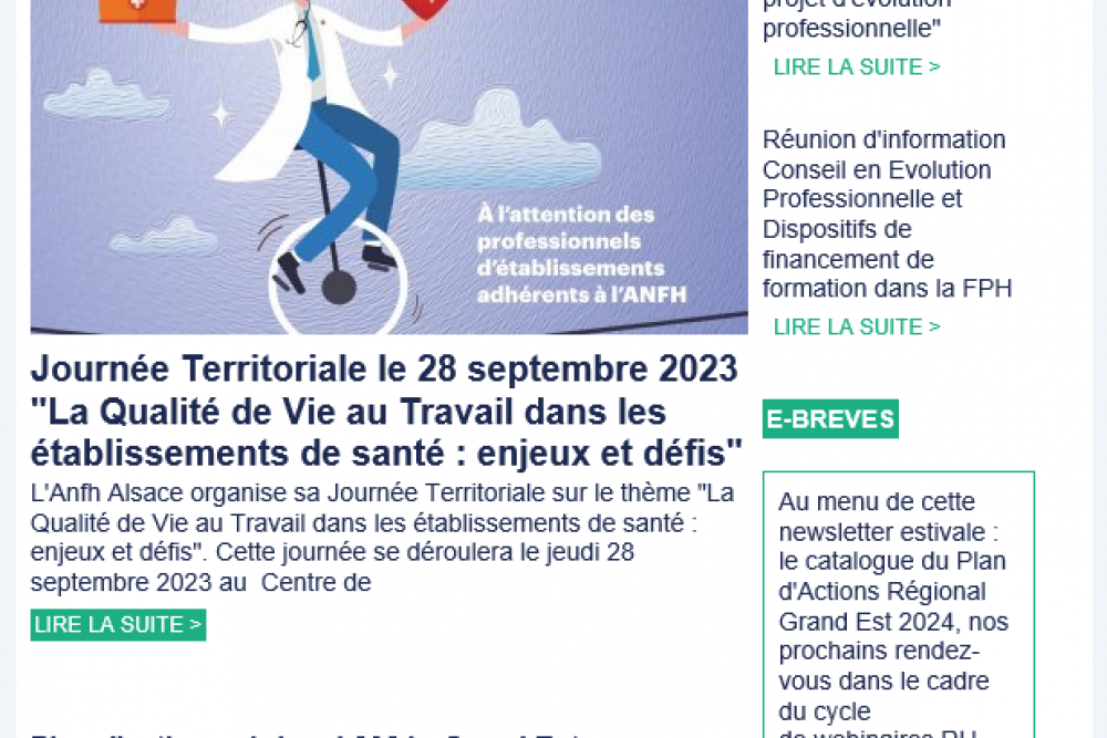 Restons connectés ! La newsletter estivale de l'Anfh Alsace est disponible 