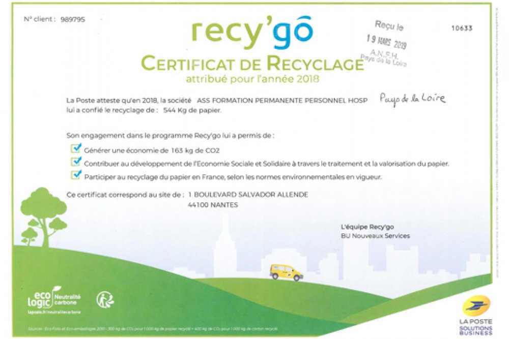 La délégation ANFH des Pays de la Loire recycle ...
