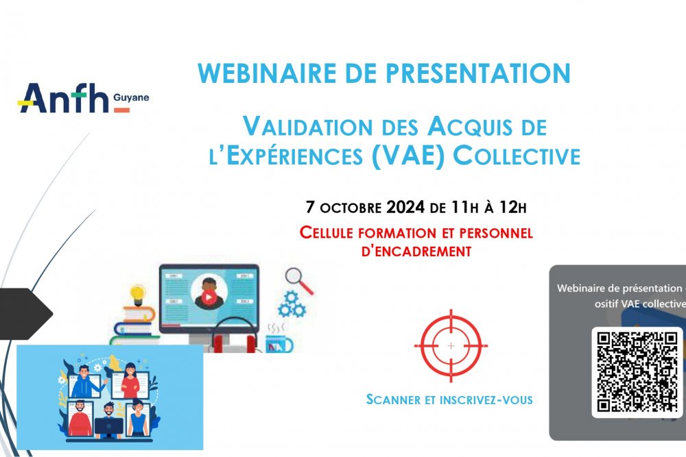 CELLULE FORMATION ET PERSONNEL D'ENCADREMENT : WEBINAIRE DE PRESENTATION DU DISPOSITIF VAE COLLECTIVE 