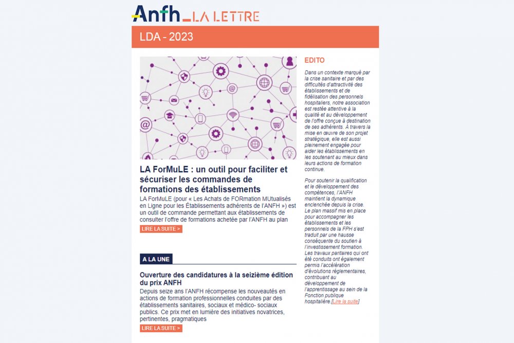 Abonnez-vous à la Lettre de l'ANFH électronique !