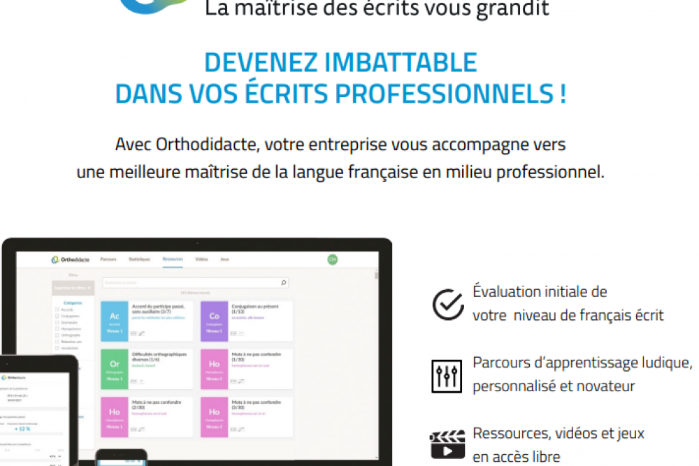 Orthodidacte pour se former sur les écrits professionels en français en e-learning