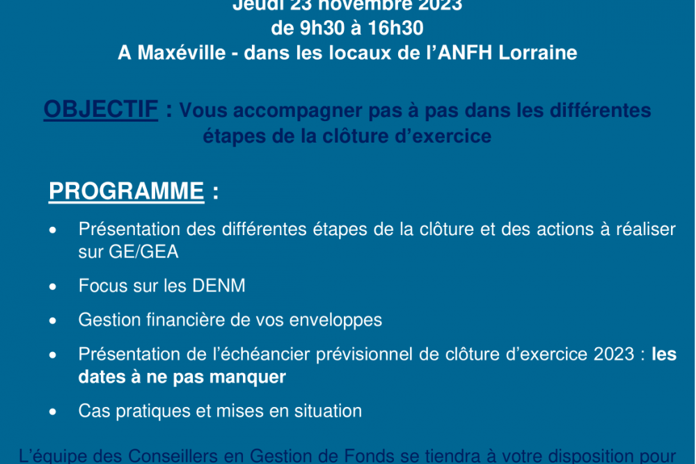 SESSION D’ACCOMPAGNEMENT À LA PREPARATION DE LA CLÔTURE D’EXERCICE 2023