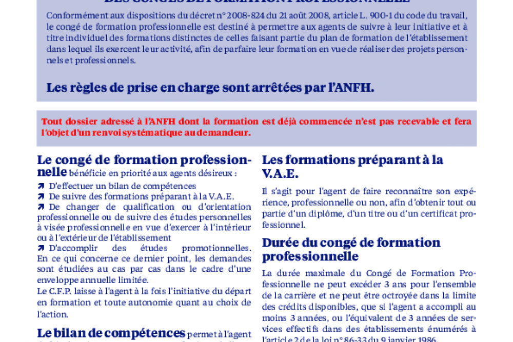Prise en charge des Dispositifs Individuels de Formation Professionnelle 2025