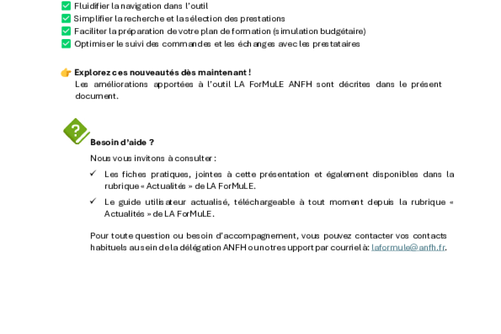 LA ForMuLE ANFH évolue !