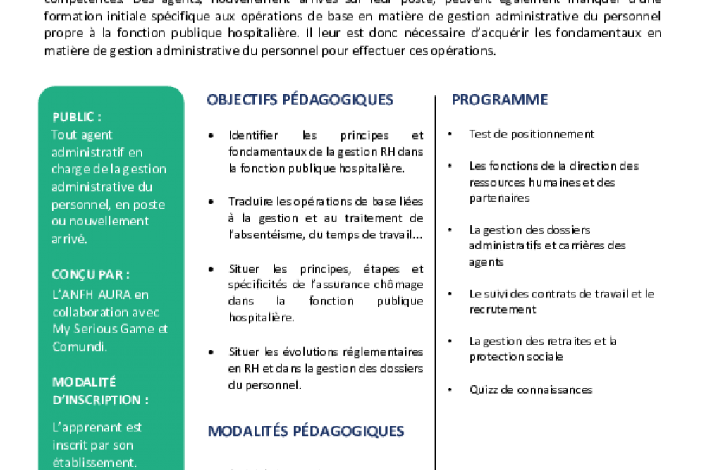 Nouveau ! PARCOURS DE FORMATION RH disponible sur l’espace e-learning de l’ANFH