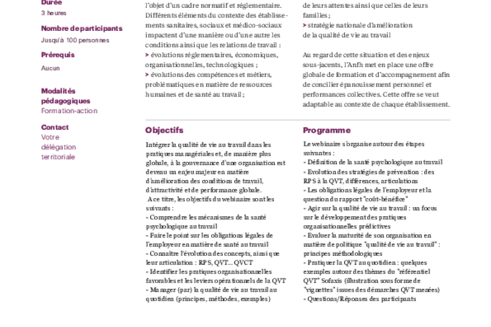 Programmation 2025 des webinaire "Comment favoriser la QVT dans son management au quotidien ?"