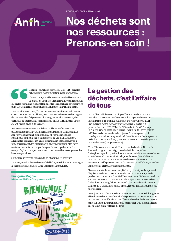ANFH Bretagne - Evènement formation n°92 - Nos déchets sont nos ressources : Prenons-en soin !