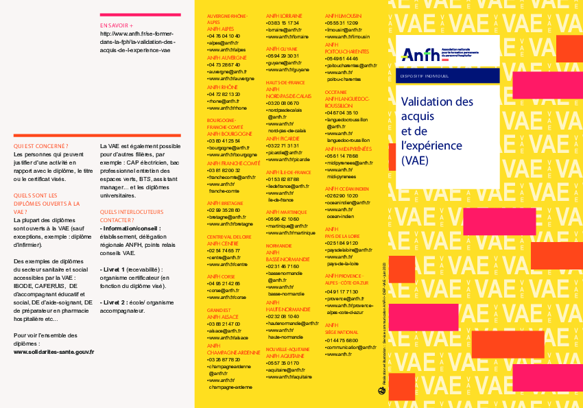La validation des acquis de l'expérience (VAE)