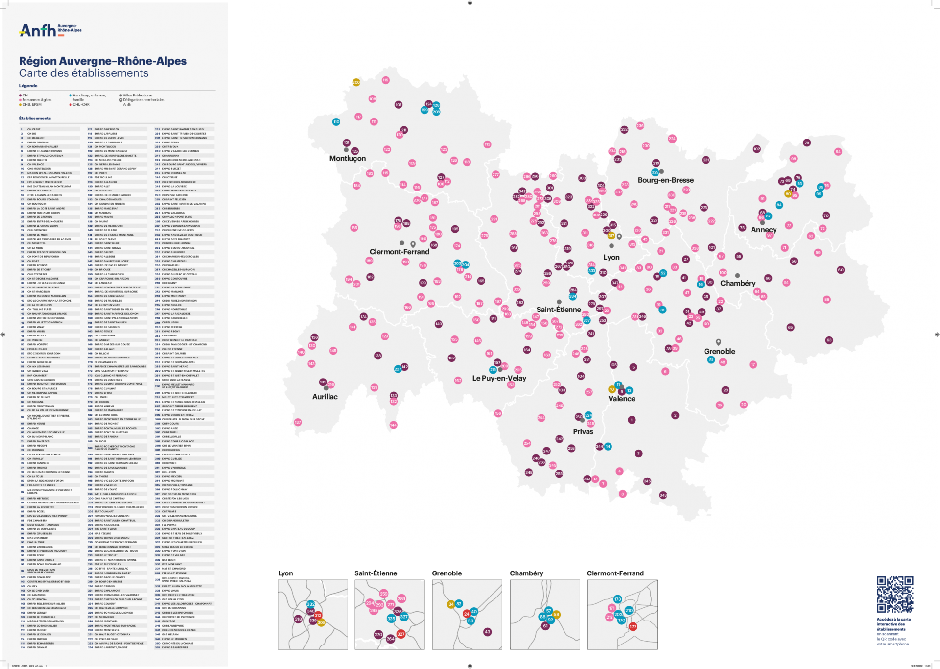 Carte établissements 2022 - AURA