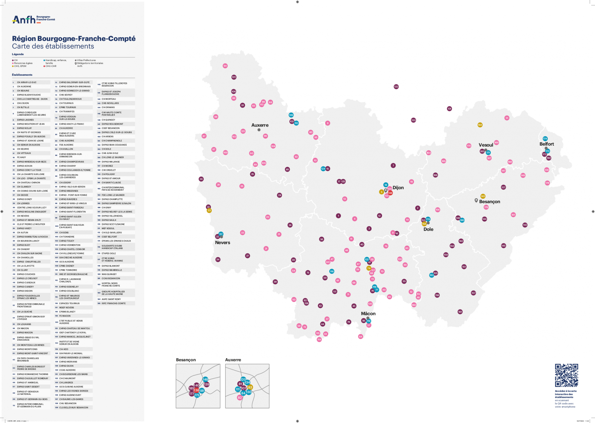 Carte établissements 2022 - Bougogne-Franche-Comté