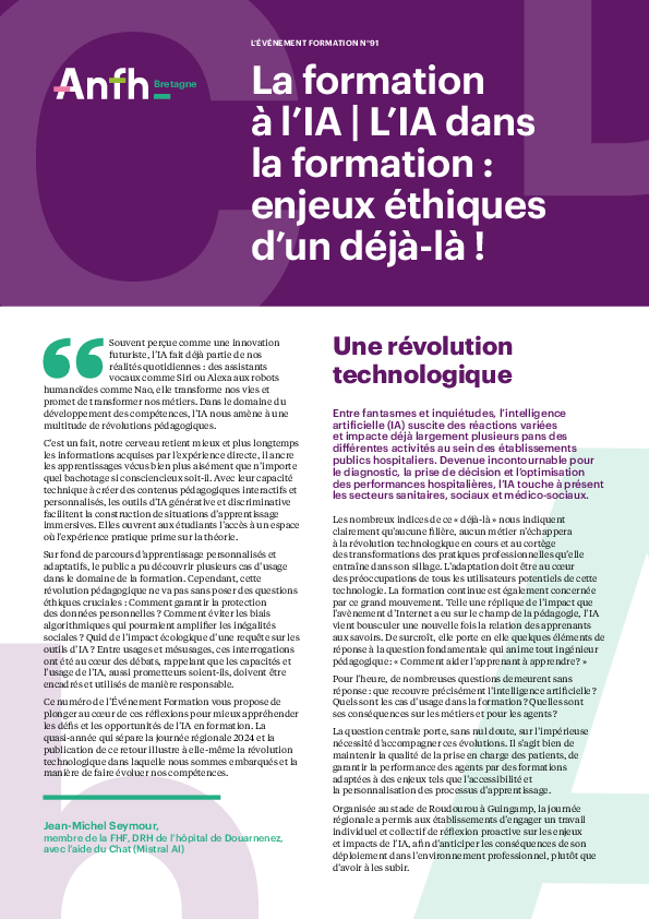 ANFH Bretagne - Evènement formation N°91 - La Formation à l'IA