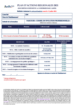 Fiche recensement inscription CEP nouveau groupe