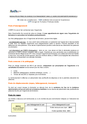 2026 - MODALITES DE PRISE EN CHARGE