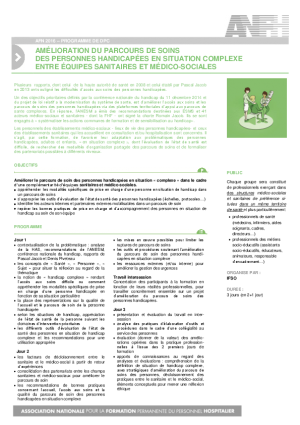 Programme de la formation "Amélioration du parcours de soins des patients handicapés"