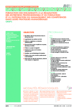 Programme de formation des encadrants entretiens professionnels - Grieps