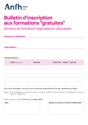 Bulletin d'inscription aux formations gratuites