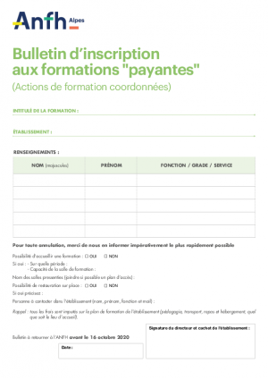 Bulletin d'inscription aux formations payantes