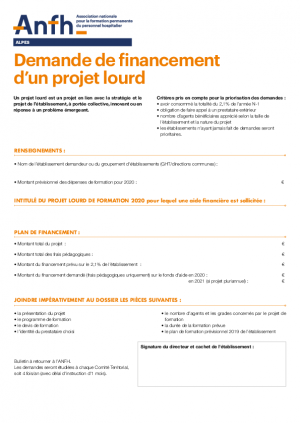 Demande de financement projet lourd