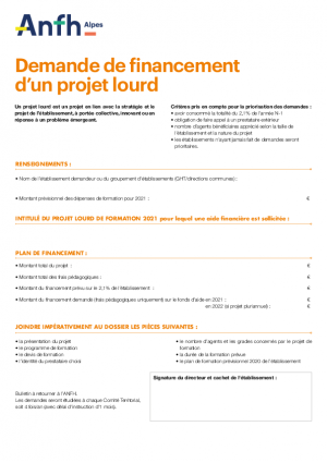 Bulletin demande de financement d'un projet lourd