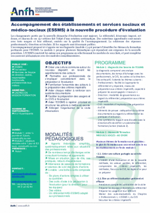 Programme "Accompagnement des ESSMS à la nouvelle procédure d'évaluation"