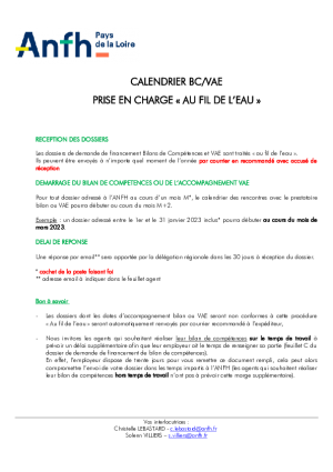 Procédure d'examen "Au fil de l'Eau" (Calendrier)