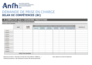 Calendrier complémentaire à remplir par le prestataire