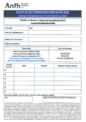 Bulletin d'inscription Limousin PAR 2021