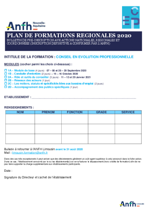 Bulletin pré-inscription CEP