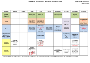 Calendrier des réunions d'instances 2020 mis à jour 08/06/2020