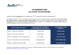 Calendrier 2026 des CODI