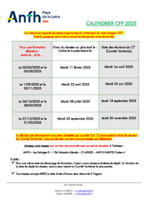 Calendrier 2025