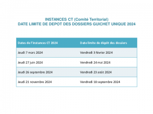 Calendrier des instances CT pour GU