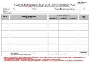 CALENDRIER PRÉVISIONNEL VAE