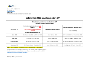 Calendrier CFP 2026