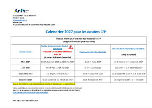 Calendrier CFP 2027