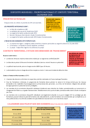 PRIORITES NATIONALES ET CONTEXTE TERRITORIAL - CALENDRIER 2026