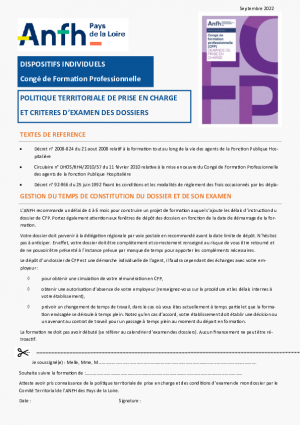 Politique territoriale de prise en charge et critères d'examen des dossiers