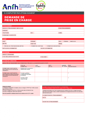 Formulaire de demande de prise en charge FIPHP 2024