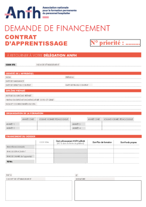 Demande de financement contrat d'apprentissage 