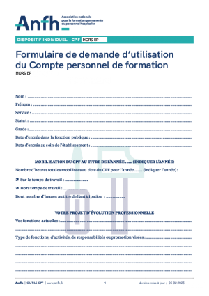 Demande d'utilisation compte CPF Hors EP