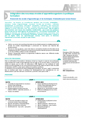 Nouveaux modes d'apprentissage dans la politique de formation