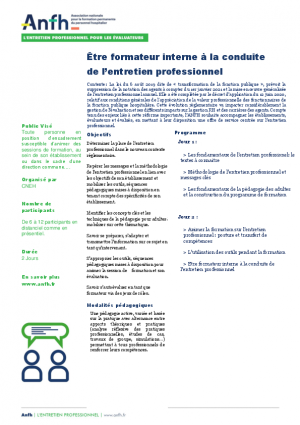 Etre formateur interne à la conduite de l'entretien - CNEH