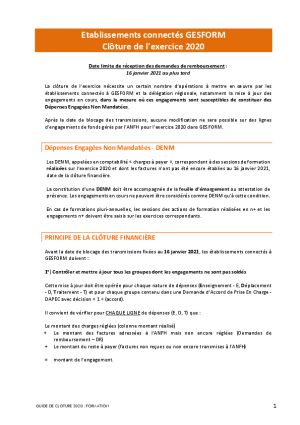 Fiche clôture GESFORM détaillée