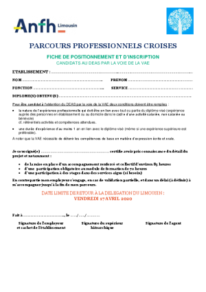 Fiche de positionnement candidat DEAS