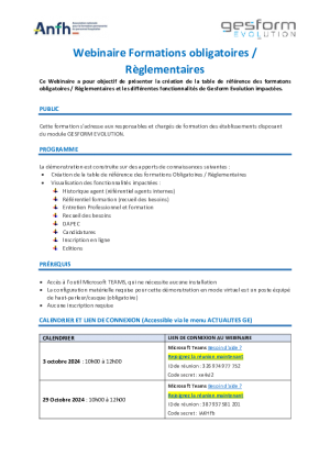 Programme et inscription aux webinaires